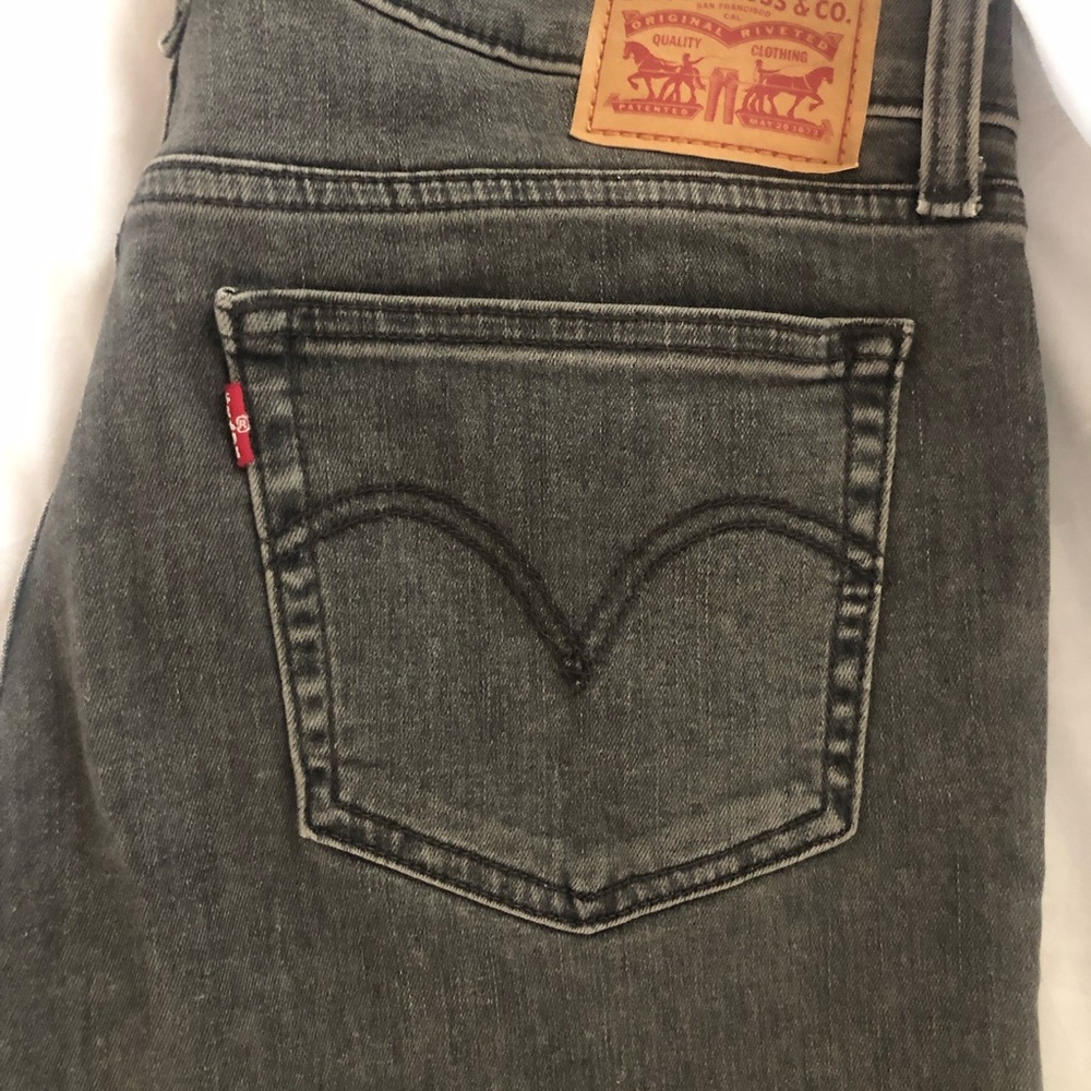 Levi's Gray Denim Jeans Back Pocket with Red Tab and Leather Patch
